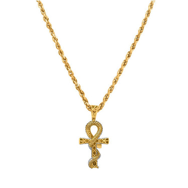 14k Yellow Gold Diamond Snake Ankh 3 Ctw